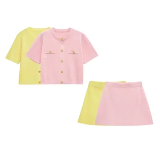 Women's Fashion Soft Buttoned Knit Cardigan Sweater with High Elastic Waist Skirt Two-Piece Set Female Casual Outfit