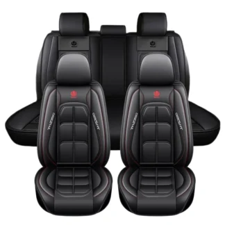 5-Seat Full Set Luxury PU Leather Seat Covers with Foam Padding for Front & Rear Seats, Wear-resistant Car Seat Protection Cover