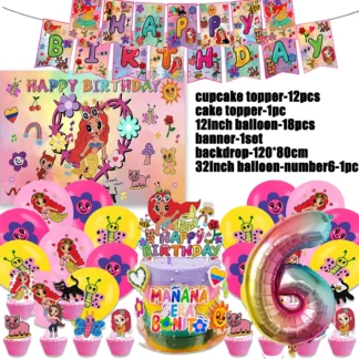 Manana Sera Bonito Theme Child Birthday Party Decor Cartoon Karol G Balloon Banner Backdrops Cake Toppers Kids Baby Shower Gifts