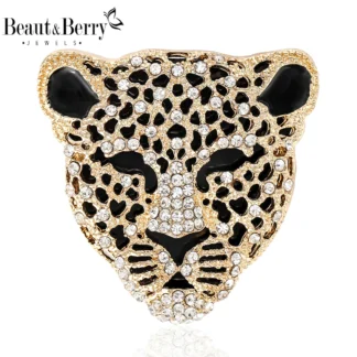 Beaut&Berry Luxury rhinestone leopard head brooches for women animal pins Casual Party Accessories New Gifts Friends Decoration