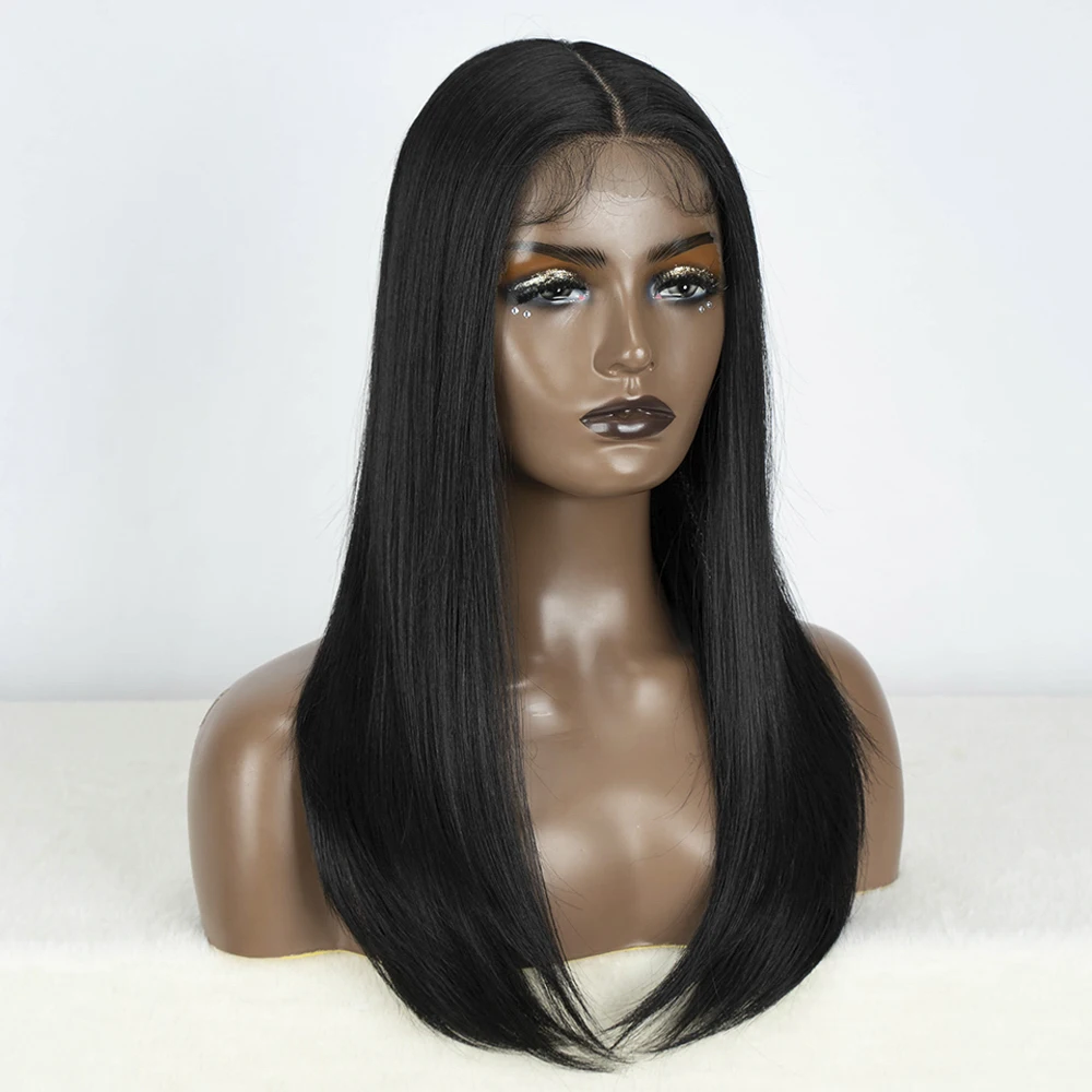 Synthetic Lace Front Wig Straight Baby Hair Bob Wig Bown Black Blonde Hair Wig 22"Cosplay Wig For Women Heat Resistant Wig - Image 3
