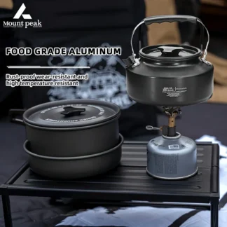3-5 piece aluminum alloy camping cookware set, portable outdoor cooking kit, frying pan, kettle, suitable for hiking and picnics