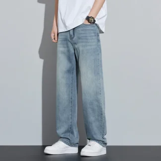 2025 Spring/Summer New Men's Lyocell Loose Jeans Summer Thin Breathable Straight Leggings Retro Business Casual Fashion Korean M