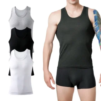 Men‘s Cotton Undershirts Boy Youth Sports Bottoming Vests Middle-aged And Old Man Casual Sleeveless Tank Top Plus Size A-Shirt