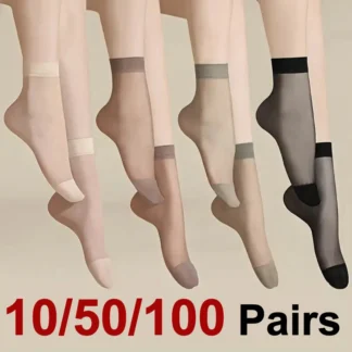 10/50/100 Pairs Women Transparent Thin Socks Fashionable Versatile They Are Soft Comfortable Lightweight Breathable Casual Socks