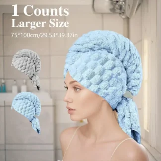 large dry hair towel saves time and effort at home for women to take a shower and wash their hair