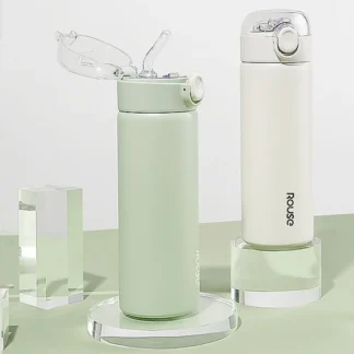 Cute 380ML Stainless Steel Vacuum Flask Girls Portable Travel Thermos Bottle with Straw Coffee Mug Thermal Water Bottle Gift