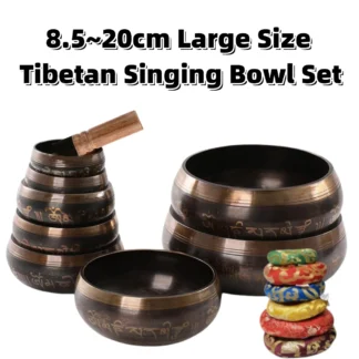 Tibetan Singing Bowl Set 8.5~20CM Size Optional Scripture Bowl Helpful for Meditation Yoga Relaxation Chakra Healing Prayer