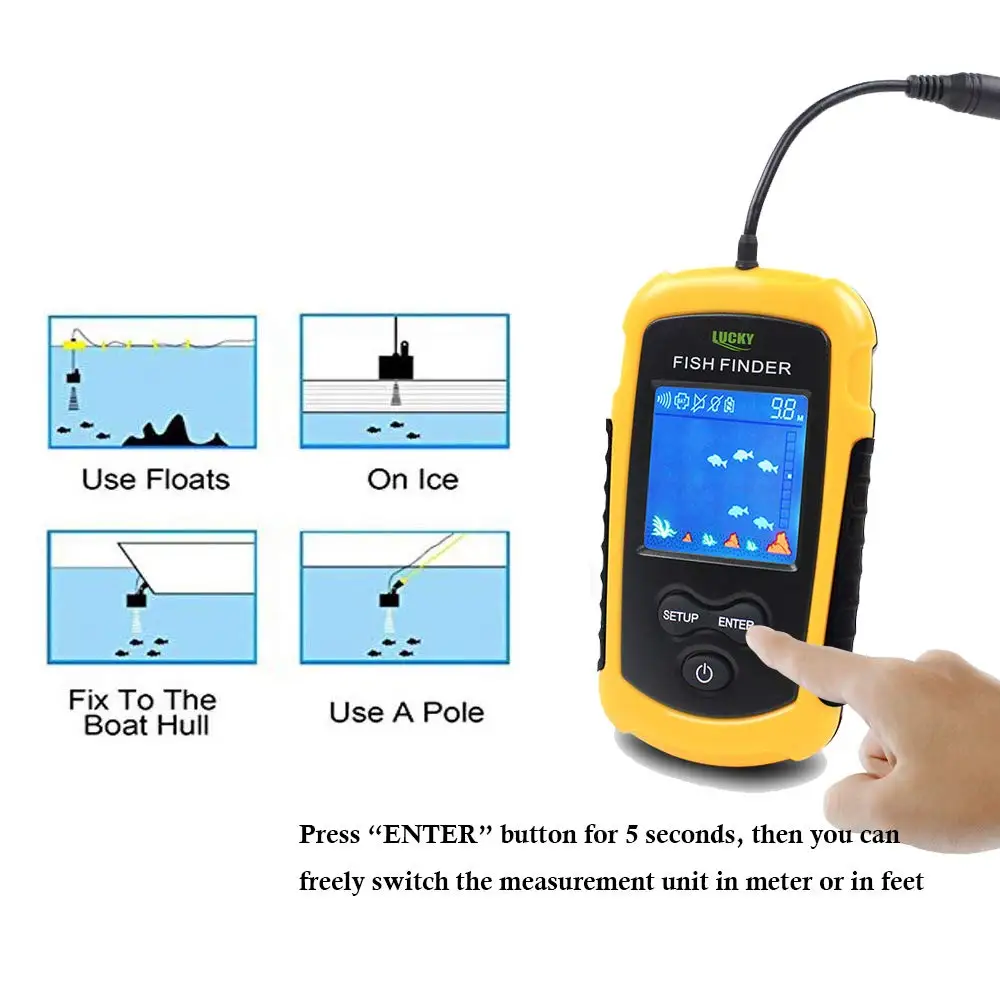 LUCKY FFC1108-1 Portable Fish Finders 100M Sonar Fishing lure Echo Sounder Fishing Finder Alarm Transducer Lake Sea Fishing - Image 4