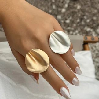 Ingemark 2Pcs Unique Irregular Geometric Open Rings Set for Women Punk Gold Color Adjustable Finger Ring Couple Wed Accessories