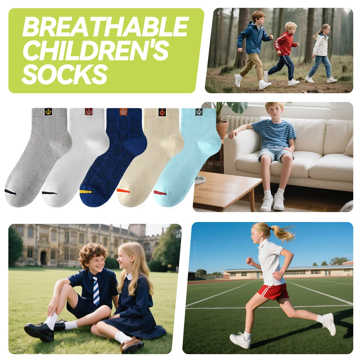 Boy's boneless antibacterial short socks with boat anchor icon – summer ultra-thin mesh breathable cotton socks for teenagers - Image 4