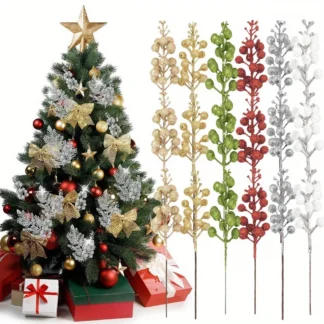 10Pcs Artificial Berry Bouquet Christmas Decoration Xmas Tree Pendant Ornament for Home Room Decor New Year 2026 Gifts Accessory