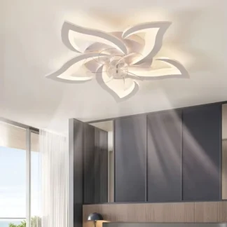 Black/white ceiling fan light for living room, bedroom, dining room, indoor home lighting decorative light, remote control smart