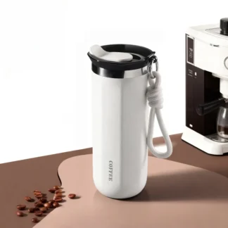 Vacuum Coffee Tumbler 350ml, 304 Stainless Steel Thermal Mug, Leakproof with Handle for Outdoor Office Travel Gift