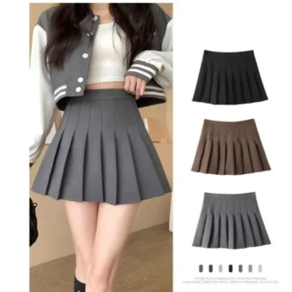 New pleated skirt for 2025 Womens Mini Skirts Japanese School High Waist Kawaii Cute grey Sexy Plaid Skirt Allurement Uniform