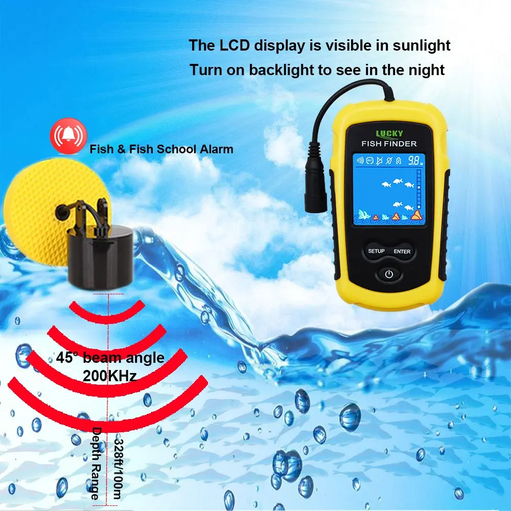LUCKY FFC1108-1 Portable Fish Finders 100M Sonar Fishing lure Echo Sounder Fishing Finder Alarm Transducer Lake Sea Fishing - Image 5