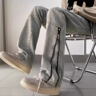 Loose Straight Leg Men's Jeans Flared Autumn Winter Style Casual High Waist Long Trousers Fashionable American High Street Vibe