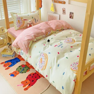 3pcs New Printed Quilt Set for Ladies Bedroom Apartment Student Dormitory Sweet Wind Cartoon (1pc Quilt Set +2pcs Pillowcase)