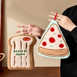 Soft Hand Towel Coral Fleece Washing Hands Cloth Cute Cheese Bread Cake Shape Super Water-absorbing Kitchen Handkerchief Rag