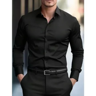 Plus Size 8XL 7XL6XL Men's Formal Shirts Long Sleeve Stretch Causal Spring Wedding Outdoor Black Navy Social Dress Male Clothing