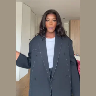 Vintage Oversize Coat Pants Set Lapel Full Sleeve Loose Pocket Suit Blazer Straight Trouser 2025 New Autumn Winter Lady Suits