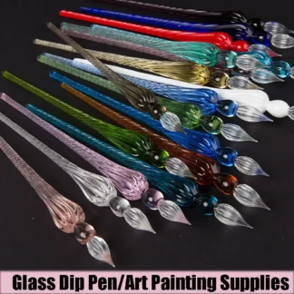 1PC Handmade Calligraphy Signature Writing Fountain Pen Painting Supplies Filling Ink Glass Dip Pen