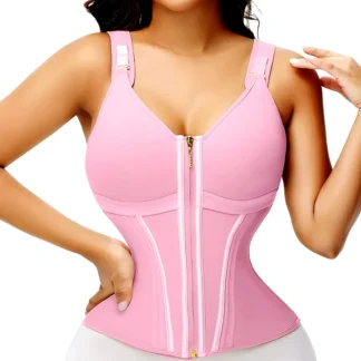 Double Compression Vest Bra Waist Trainer Corset with 17 Steel Bone Flat Belly Strap Slim Body Shaper Fajas Colombianas Girdles