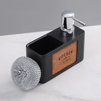 Mercury - free Resin Soap Dispenser with Scouring Pad Kitchen Dishwashing Liquid Press Bathroom Hand Soap Dispenser