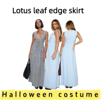 European American Women's French Style Vacation Dress Ruffled Hem Maxi Dress for Beach Trips Summer Holidays Vacation Getaways