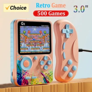 G5 Retro Handheld Game Console With 500 Classic Games 3.0Inch Screen Portable Gamepad Macaron Color 1020mAH Rechargeable Battery