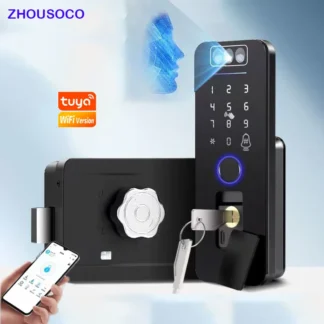 Fingerprint Lock 3D Face Recognition Tuya WiFI App Waterproof Outdoor Gate Passcode Rfid Card Keyless Electronic Smart Door Lock