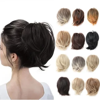 Messy Hair Bun Synthetic Hairpieces for Women Short Bun Tousled Synthetic Elastic Scrunchies Hairpiece for Women Girls