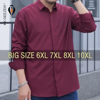 Men Shirt Oversize Formal Plus Size 6XL 7XL 8XL 10XL 12XL Long Sleeve Casual Fashion Solid Full Black White Retro Dropshipping