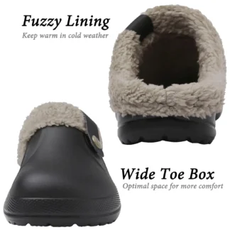 Asgard Winter Fur Lined Clogs Women Fuzzy Slippers Men Warm House Slippers Adult Outdoor Waterproof Comfort Garden Clogs Shoes