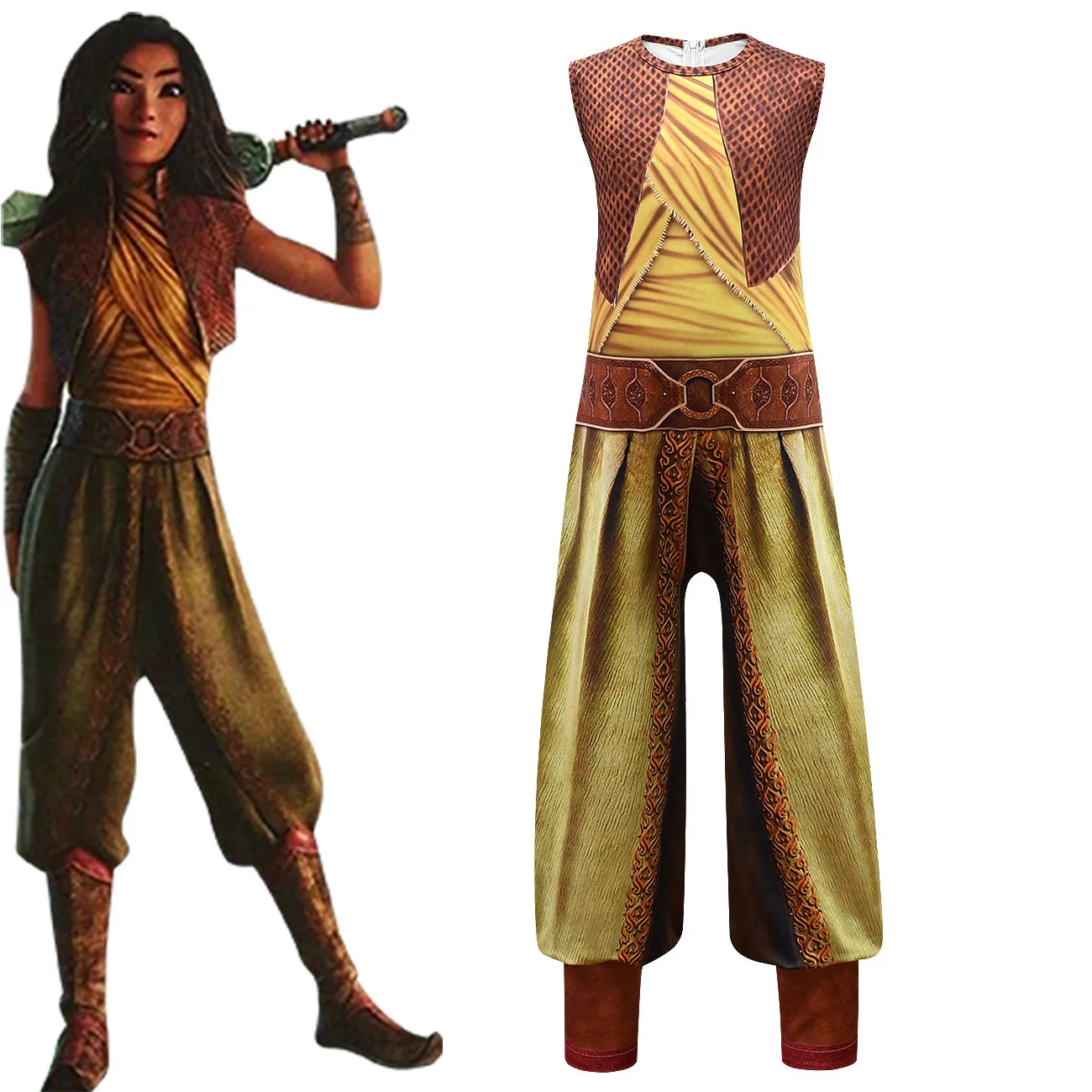 2021 New Movie Raya and The Last Dragon Kids Cosplay Legend Halloween Costume Raya Bodysuit Fancy Set Child Performance Costume - Image 5