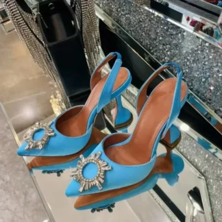 Europe and the United States 2025 spring and autumn new pointed high-heeled sun buckle rhinestone fashion luxury ladies sandals