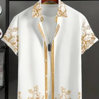 Summer Hawaiian Vintage Floral Print Men's Short Sleeved Women's Blouses Beach Shirts Lapel Casual Button Shirt Men Clothes