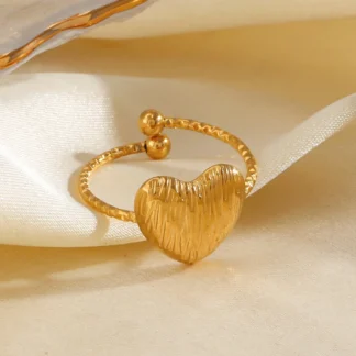 Stainless Steel Fashion Minimalist Love Heart Rings for Women Non-fading Adjustable Finger Ring Party Jewelry Gift 2025 New In