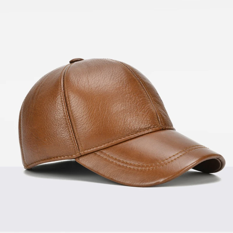 2025 Adjustable Men's Genuine Cowhide Leather Baseball Cap for Fall Winter Outdoor Sports Hat Men Real Cowhide Leather Caps - Image 4