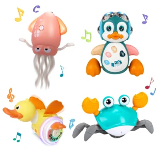 Kids Electronic Pet Toys Dancing Octopus&Duck Musical Penguin Baby Crawling Toys Toddler Interactive Toys Tummy Time Gifts
