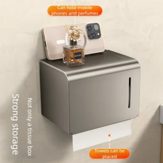 Waterproof toilet paper box wall mounted perforated roll paper drawer towel drawer storage shelf organizer bathroom