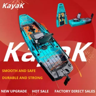 LLDPE Modular Kayak Canoe w/Pedal & Electric Drive, Fishing Boat Adjustable Seat Hard Shell Portable Roll-Molded Raft