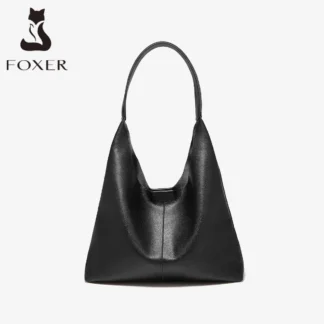 FOXER Minimalism Split Leather Women Shoulder Underarm Bag 2025 New Solid Casual Hobo Bag Female Daliy Tote Bag Purse