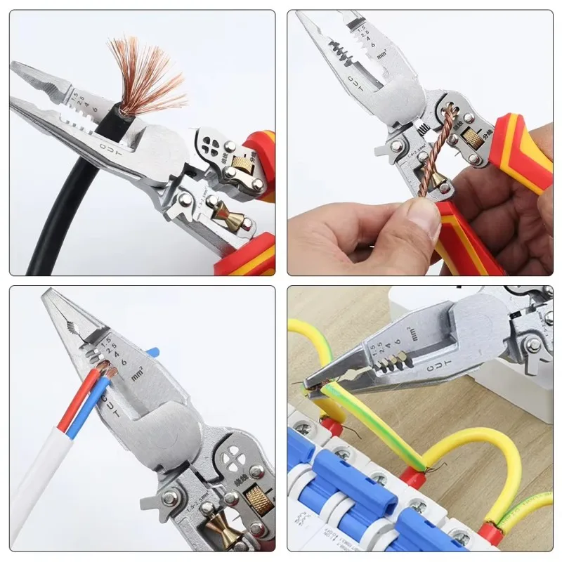 9 In 1 Multifunctional Versatile Wire Stripping Pliers Built-in Electricity Cutting Crimping Pliers Winding Clamper Hand Tool - Image 6