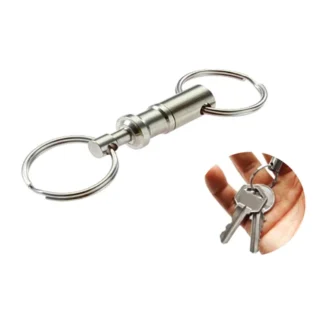 1PC Double Removable Key Ring Quick Release Silver Steel Key Chain For Outdoor Camping Gadgets