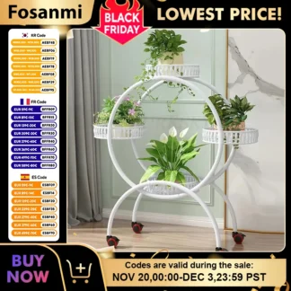 Plant Stand Flower Shelf Planter Rack Storage Indoor Garden Balcony Floor-standing Rack Flower Shop Rack With Pulley