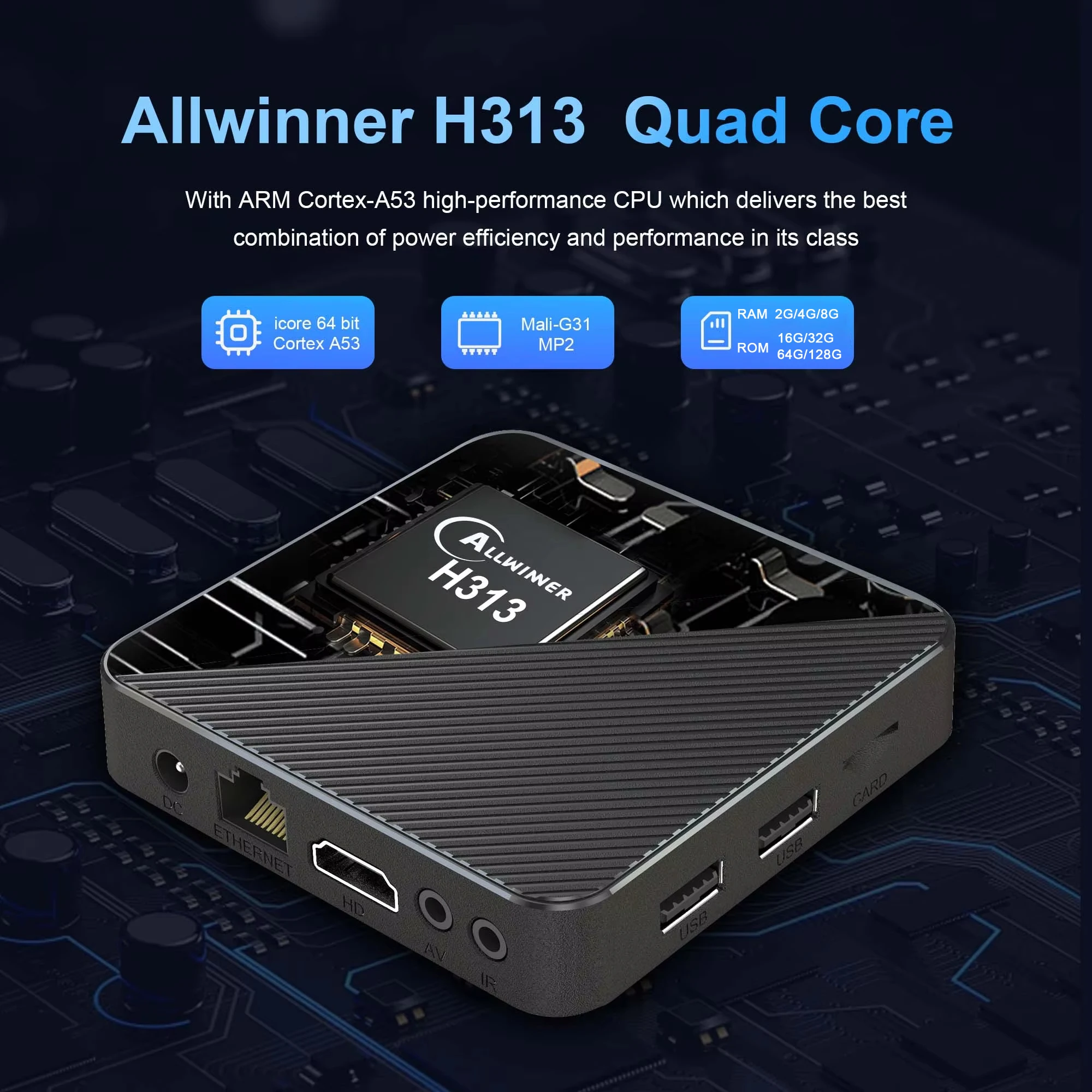 Android 14.0 Smart TV Box 8K Video Decoding BT 5.4 Google Assistant HDR 10+ Allwinner H313 2.4G/5G WiFi Media Player Set Top Box - Image 4