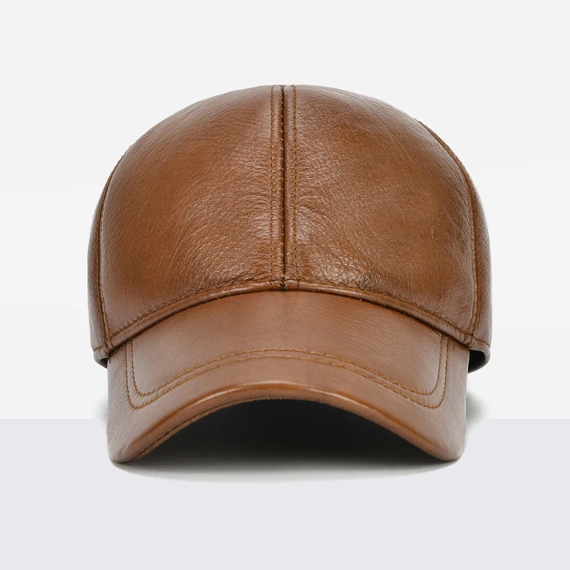 2025 Adjustable Men's Genuine Cowhide Leather Baseball Cap for Fall Winter Outdoor Sports Hat Men Real Cowhide Leather Caps - Image 3