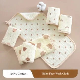 3 Pieces Baby Washcloths 100% Cotton Soft Absorbent Burp Cloths for Newborn Boys and Girls 19.5X9.5 Inch