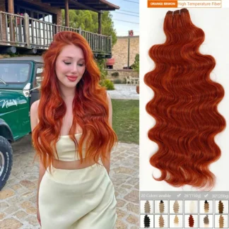 30Inch 200Grams Body Wave Blonde Orange Ombre Brown 4# 12# Chestnut Highlight P27/613 High Temperature Synthetic Hair Extensions
